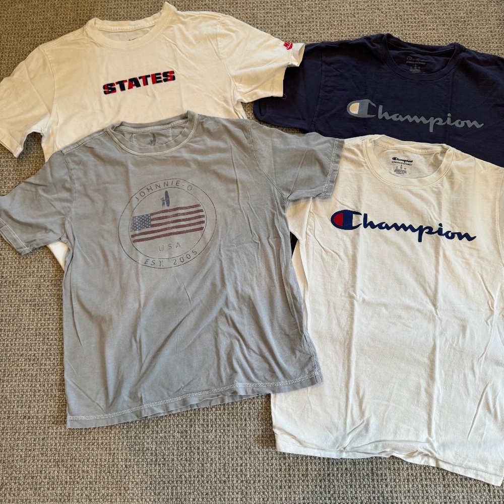 Four (4) Boys T Shirts - red white & blue